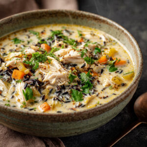 Creamy Crockpot Chicken Black Rice Soup