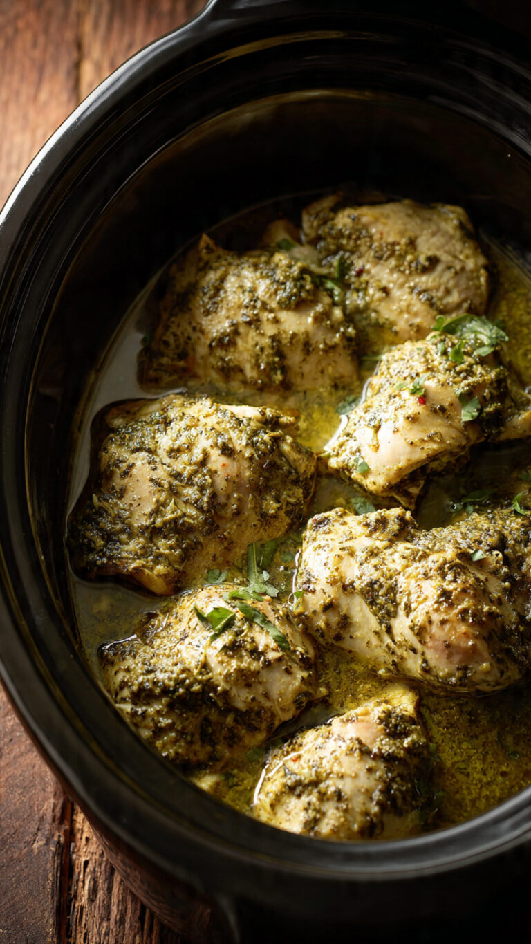 Creamy Crockpot Pesto Chicken That Practically Cooks Itself